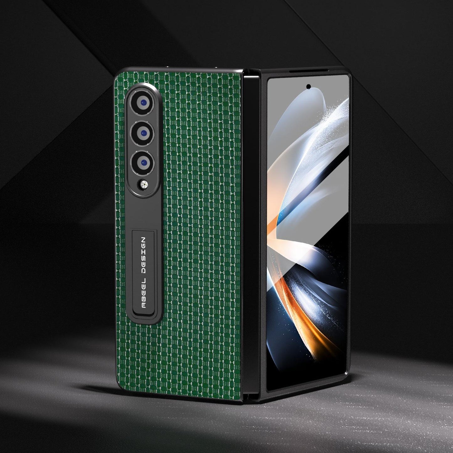 Custodia in pelle premium NNEDSZ con supporto per Samsung Galaxy Z Fold 4 / 5G - Design di lusso - Verde notte