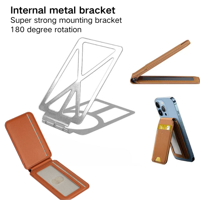 Portafoglio magnetico MagSafe NNEDSZ viola scuro con supporto - Porta carte in pelle PU per iPhone