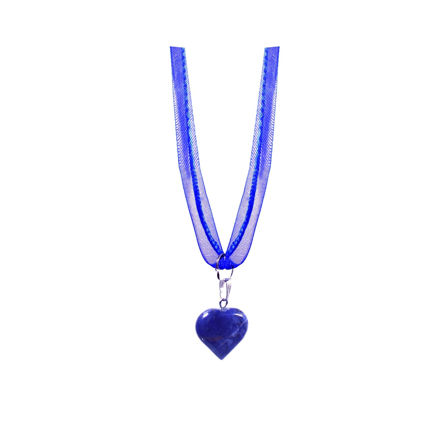 Collana regolabile in organza blu sodalite