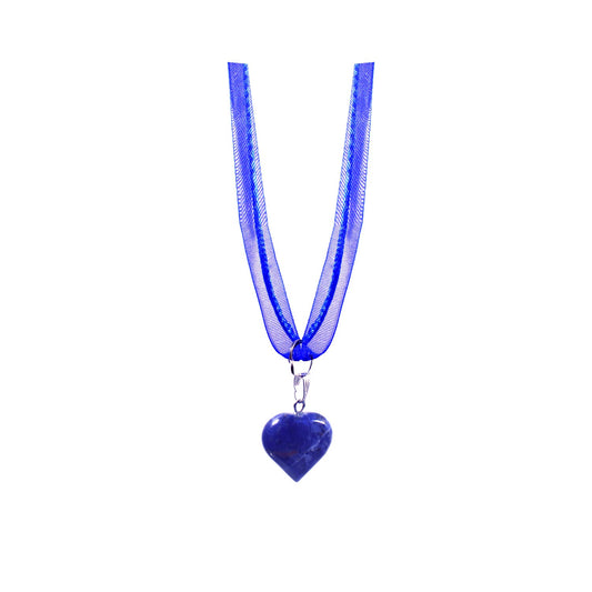 Collana regolabile in organza blu sodalite