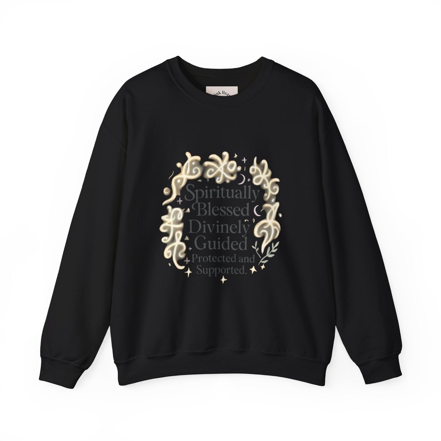 Felpa girocollo "Spiritually Blessed" — Pullover ispiratore "Spiritually Blessed, Divinely Guided" 