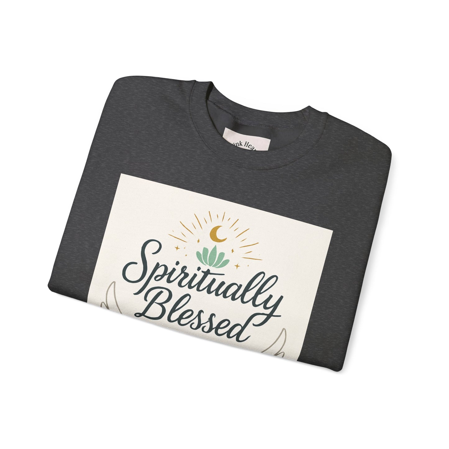 Felpa girocollo Spiritually Blessed — Pullover ispiratore "Spiritualmente benedetto, divinamente guidato" 