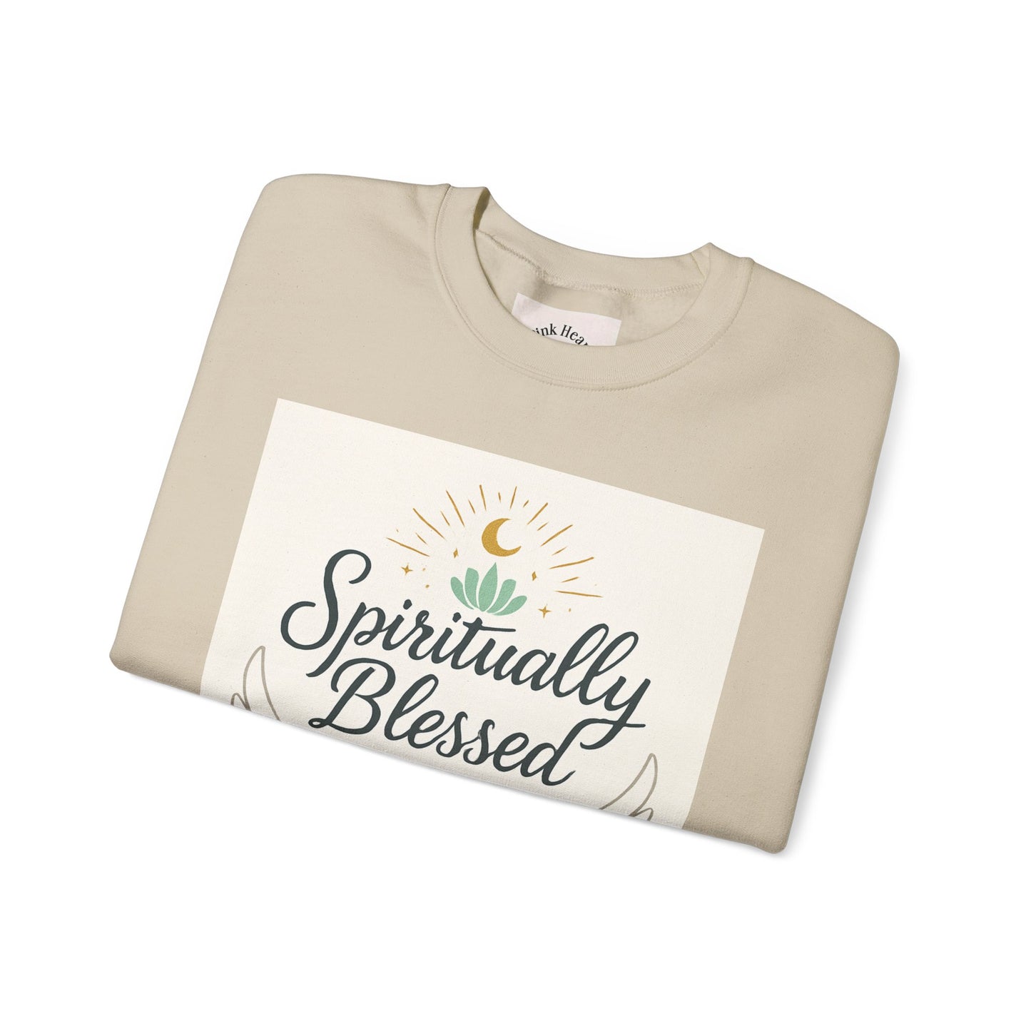 Felpa girocollo Spiritually Blessed — Pullover ispiratore "Spiritualmente benedetto, divinamente guidato" 