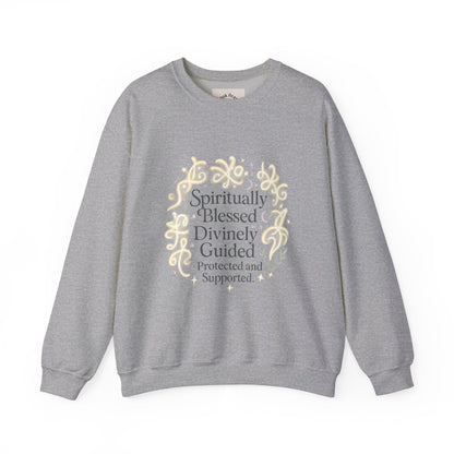 Felpa girocollo "Spiritually Blessed" — Pullover ispiratore "Spiritually Blessed, Divinely Guided" 