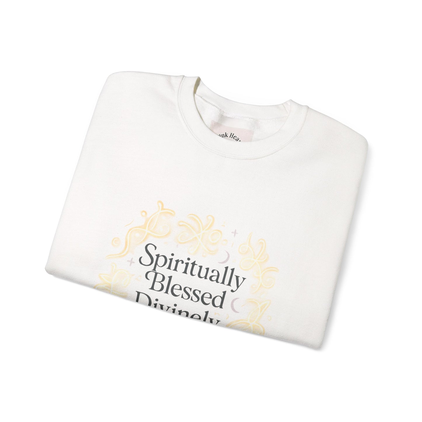 Felpa girocollo "Spiritually Blessed" — Pullover ispiratore "Spiritually Blessed, Divinely Guided" 
