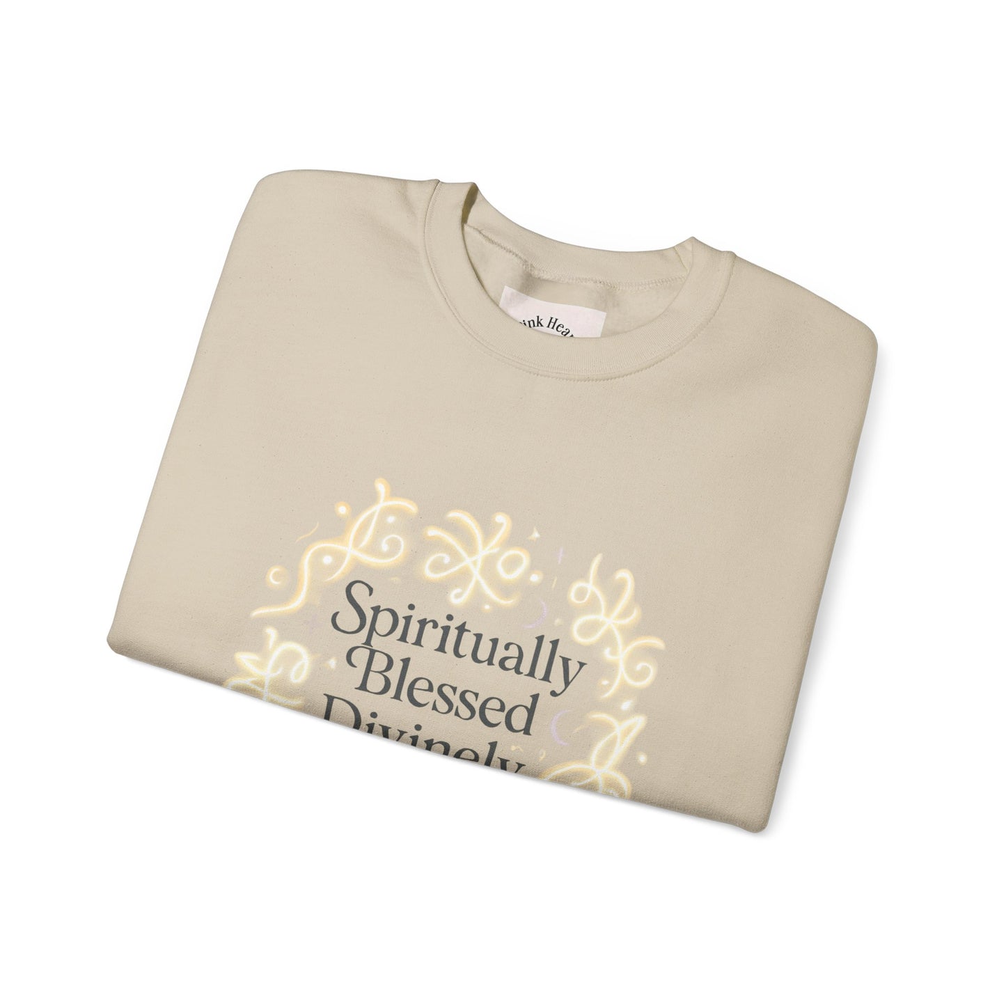 Felpa girocollo "Spiritually Blessed" — Pullover ispiratore "Spiritually Blessed, Divinely Guided" 