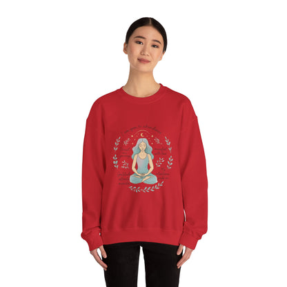 Felpa girocollo Meditation Girl — Pullover per yoga consapevole "Sono aperta all'abbondanza" 