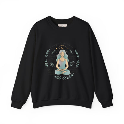 Felpa girocollo Meditation Girl — Pullover per yoga consapevole "Sono aperta all'abbondanza" 