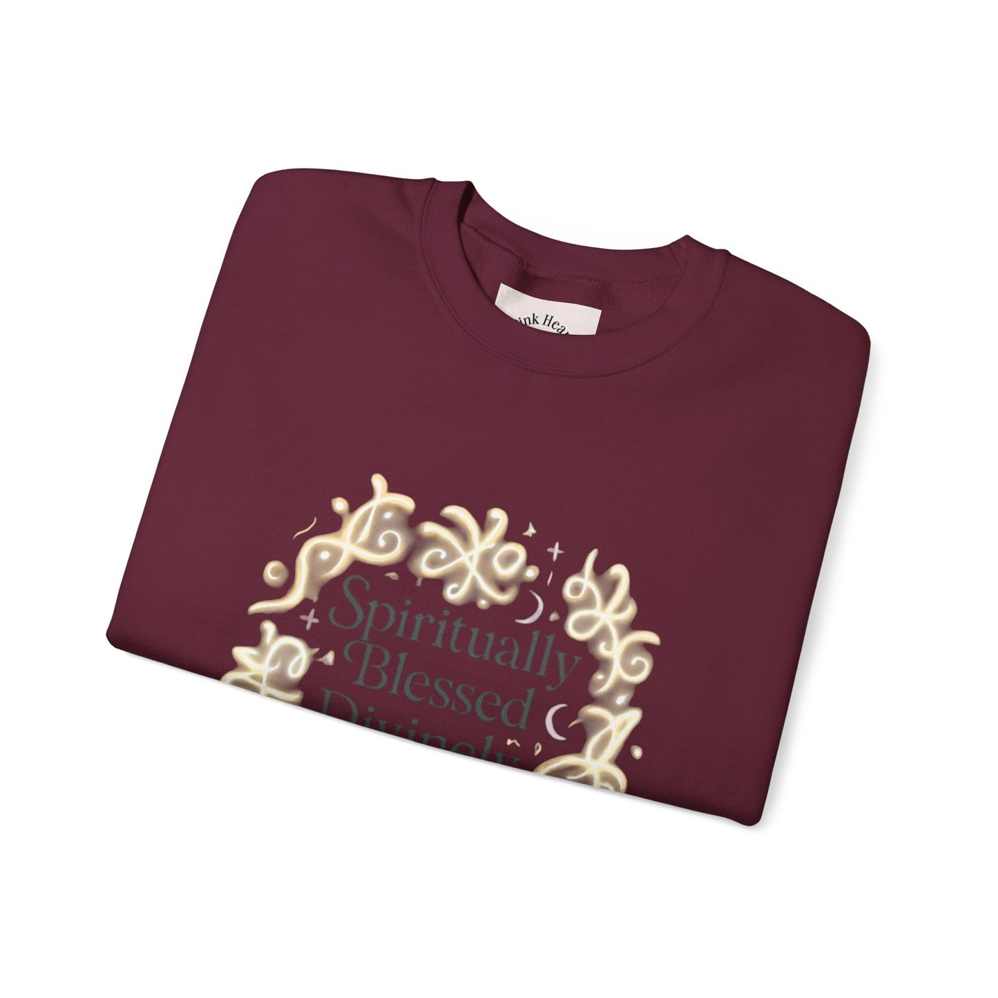 Felpa girocollo "Spiritually Blessed" — Pullover ispiratore "Spiritually Blessed, Divinely Guided" 