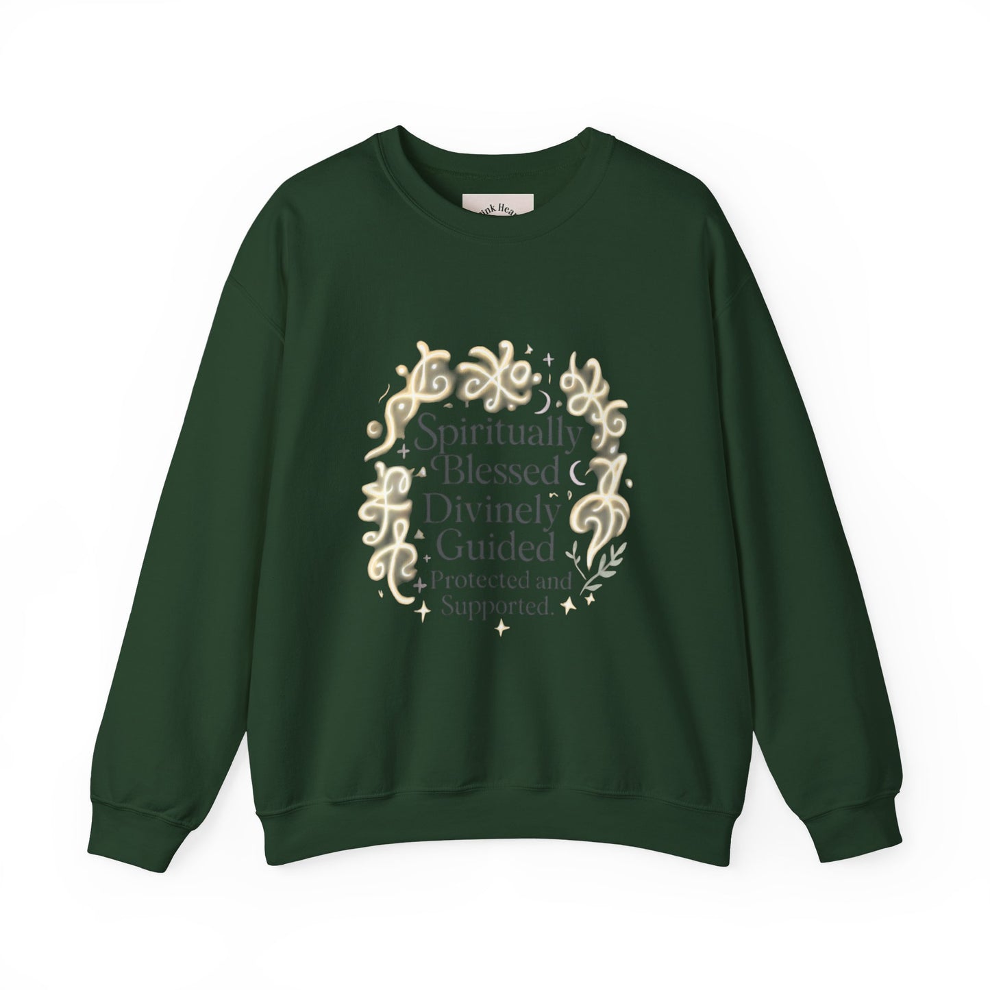 Felpa girocollo "Spiritually Blessed" — Pullover ispiratore "Spiritually Blessed, Divinely Guided" 