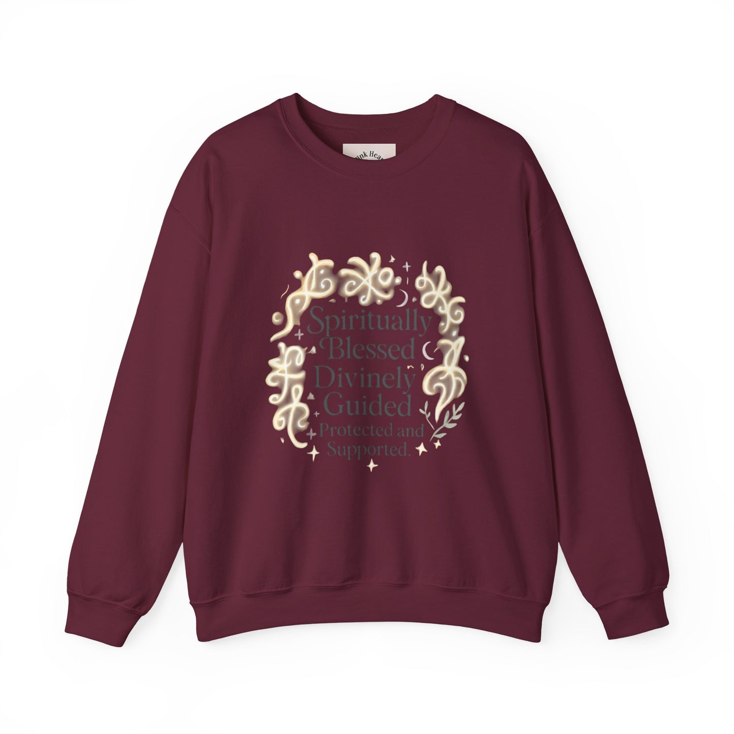 Felpa girocollo "Spiritually Blessed" — Pullover ispiratore "Spiritually Blessed, Divinely Guided" 
