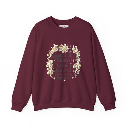 Felpa girocollo "Spiritually Blessed" — Pullover ispiratore "Spiritually Blessed, Divinely Guided" 