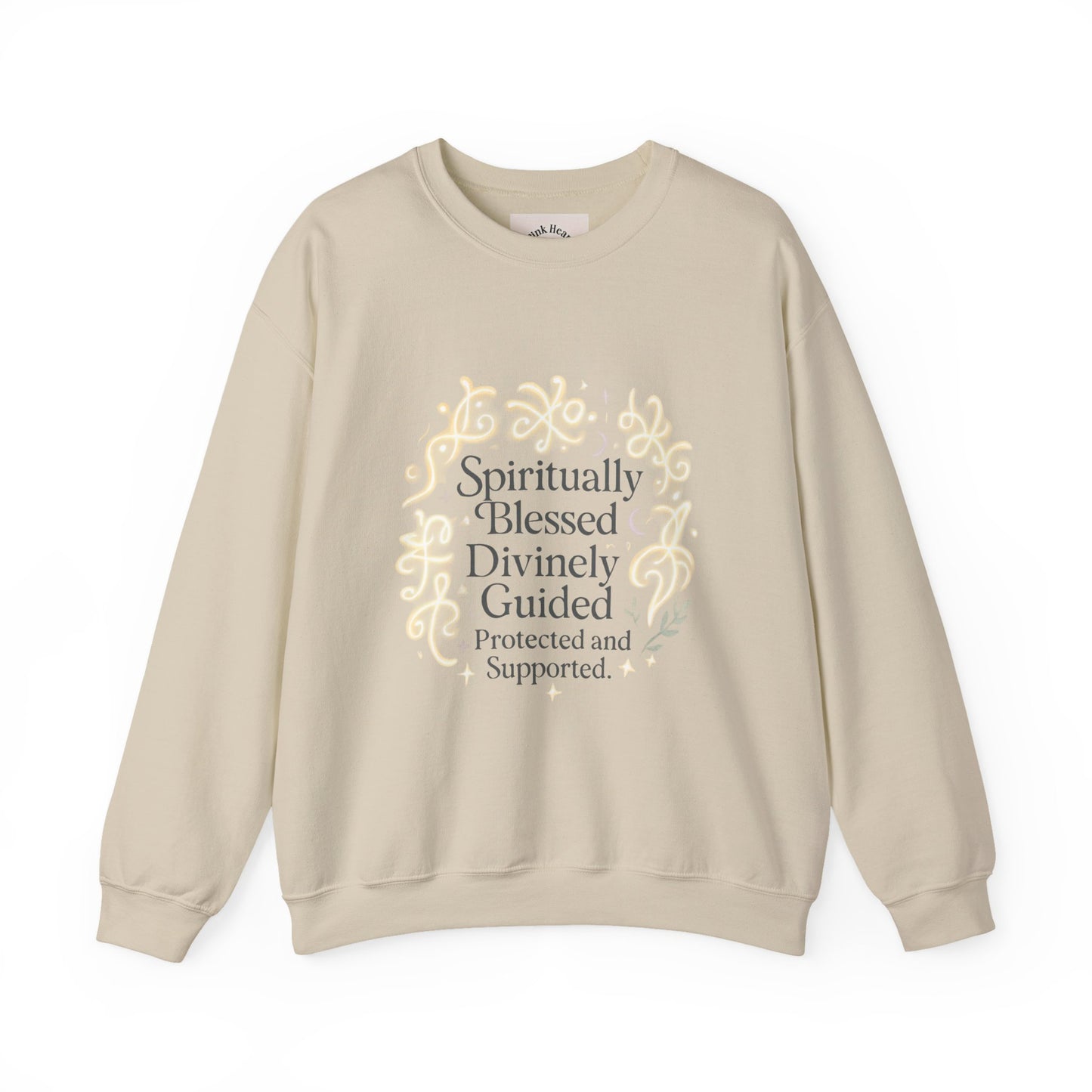 Felpa girocollo "Spiritually Blessed" — Pullover ispiratore "Spiritually Blessed, Divinely Guided" 