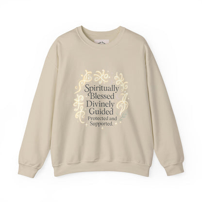 Felpa girocollo "Spiritually Blessed" — Pullover ispiratore "Spiritually Blessed, Divinely Guided" 