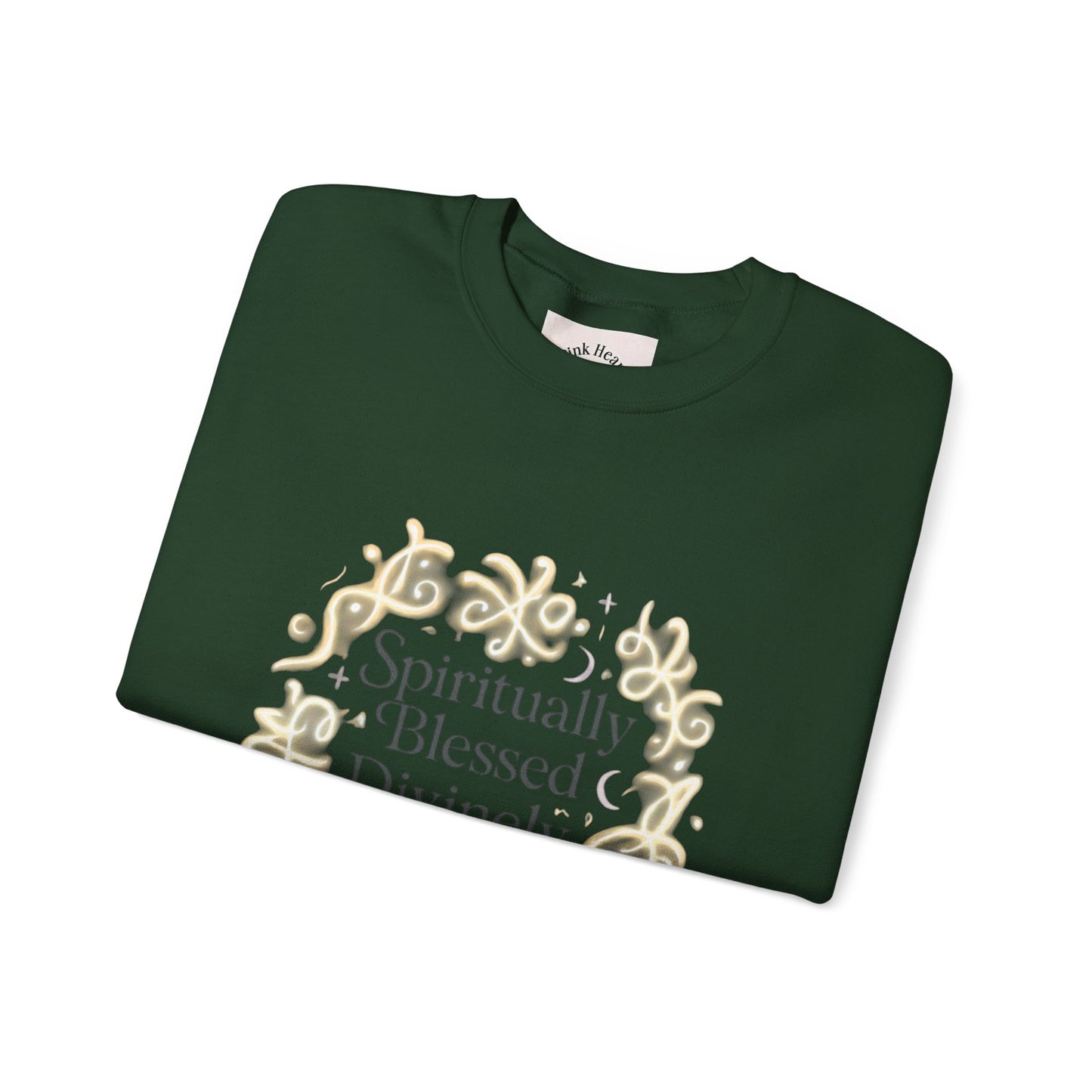 Felpa girocollo "Spiritually Blessed" — Pullover ispiratore "Spiritually Blessed, Divinely Guided" 