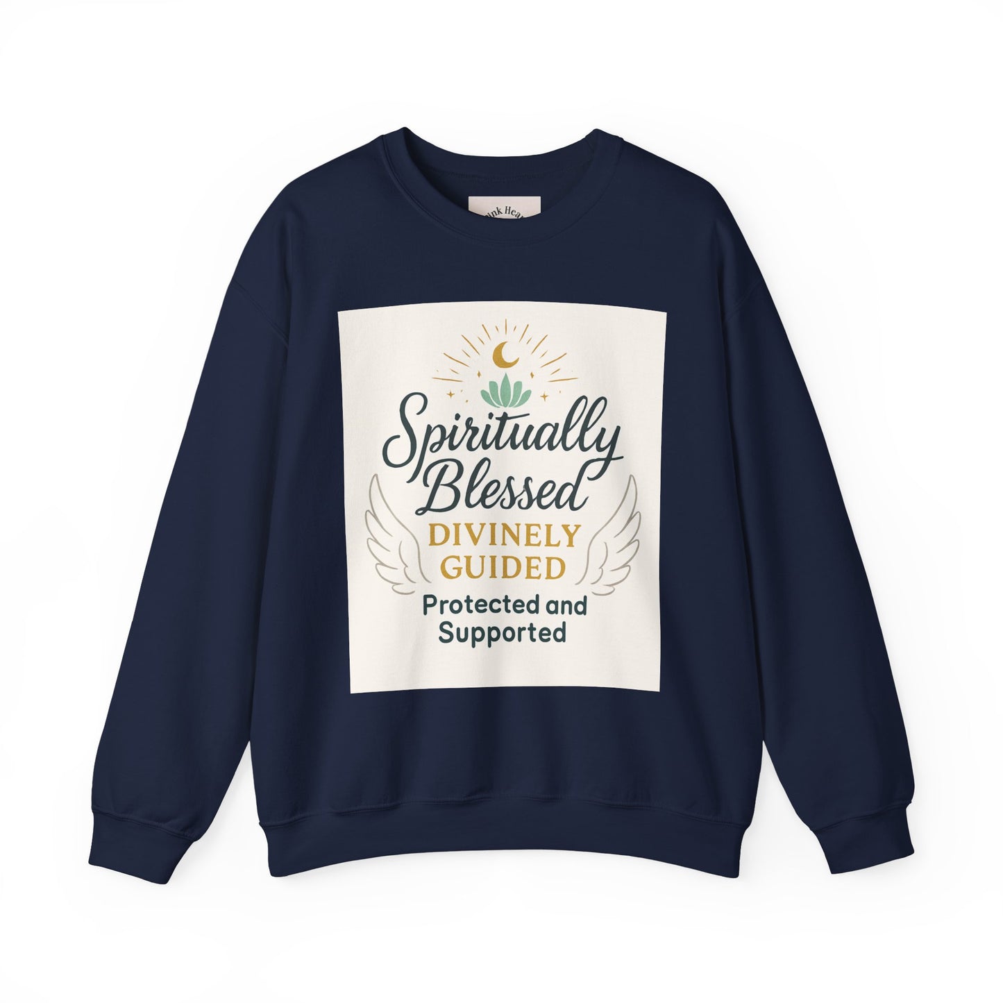 Felpa girocollo Spiritually Blessed — Pullover ispiratore "Spiritualmente benedetto, divinamente guidato" 