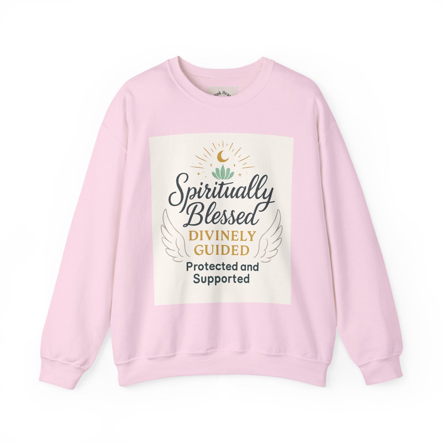 Felpa girocollo Spiritually Blessed — Pullover ispiratore "Spiritualmente benedetto, divinamente guidato" 
