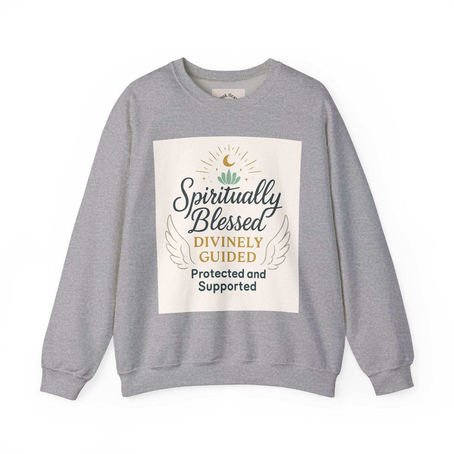Felpa girocollo Spiritually Blessed — Pullover ispiratore "Spiritualmente benedetto, divinamente guidato" 