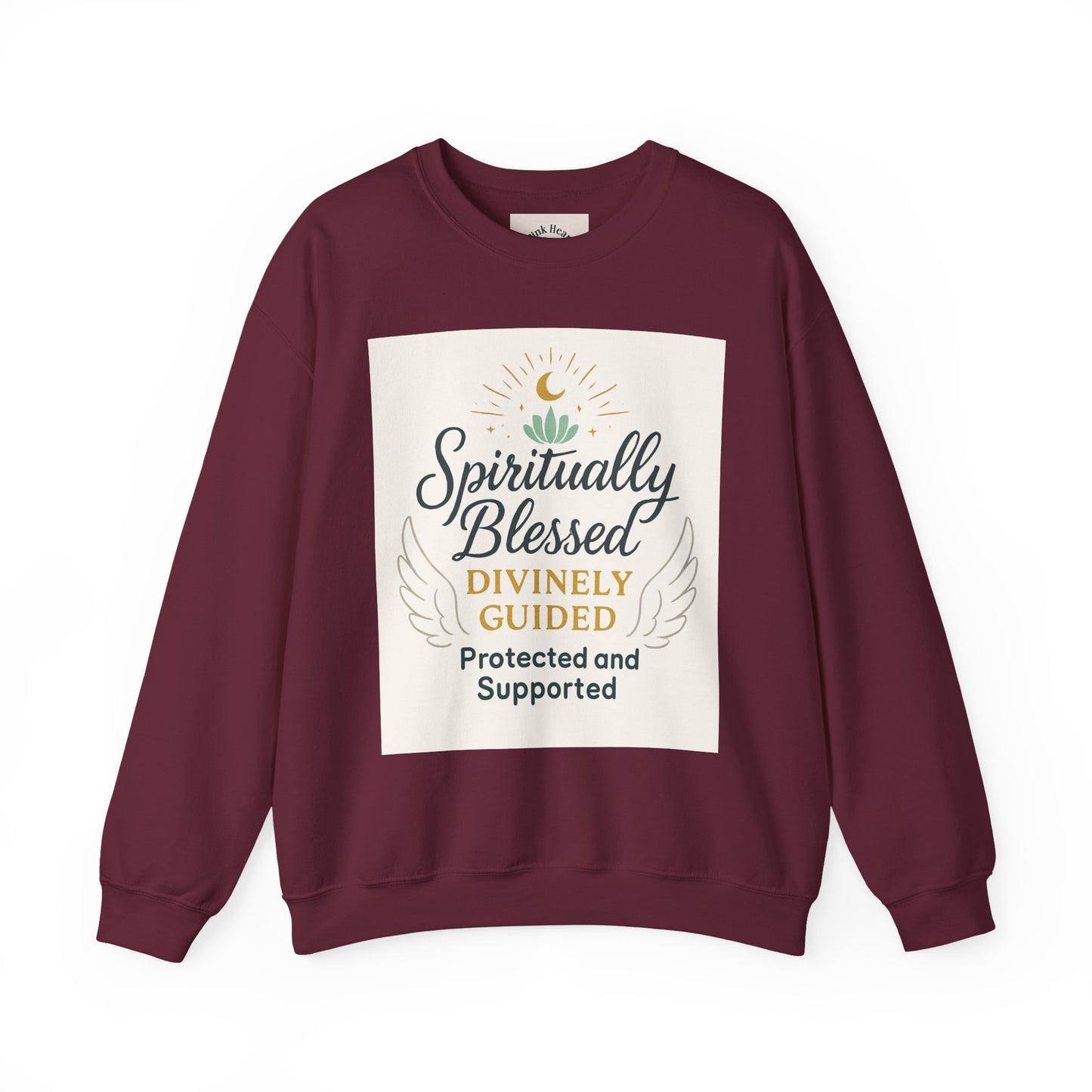Felpa girocollo Spiritually Blessed — Pullover ispiratore "Spiritualmente benedetto, divinamente guidato" 