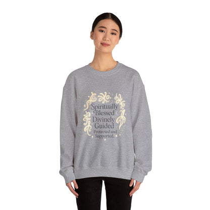 Felpa girocollo "Spiritually Blessed" — Pullover ispiratore "Spiritually Blessed, Divinely Guided" 