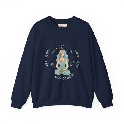 Felpa girocollo Meditation Girl — Pullover per yoga consapevole "Sono aperta all'abbondanza" 