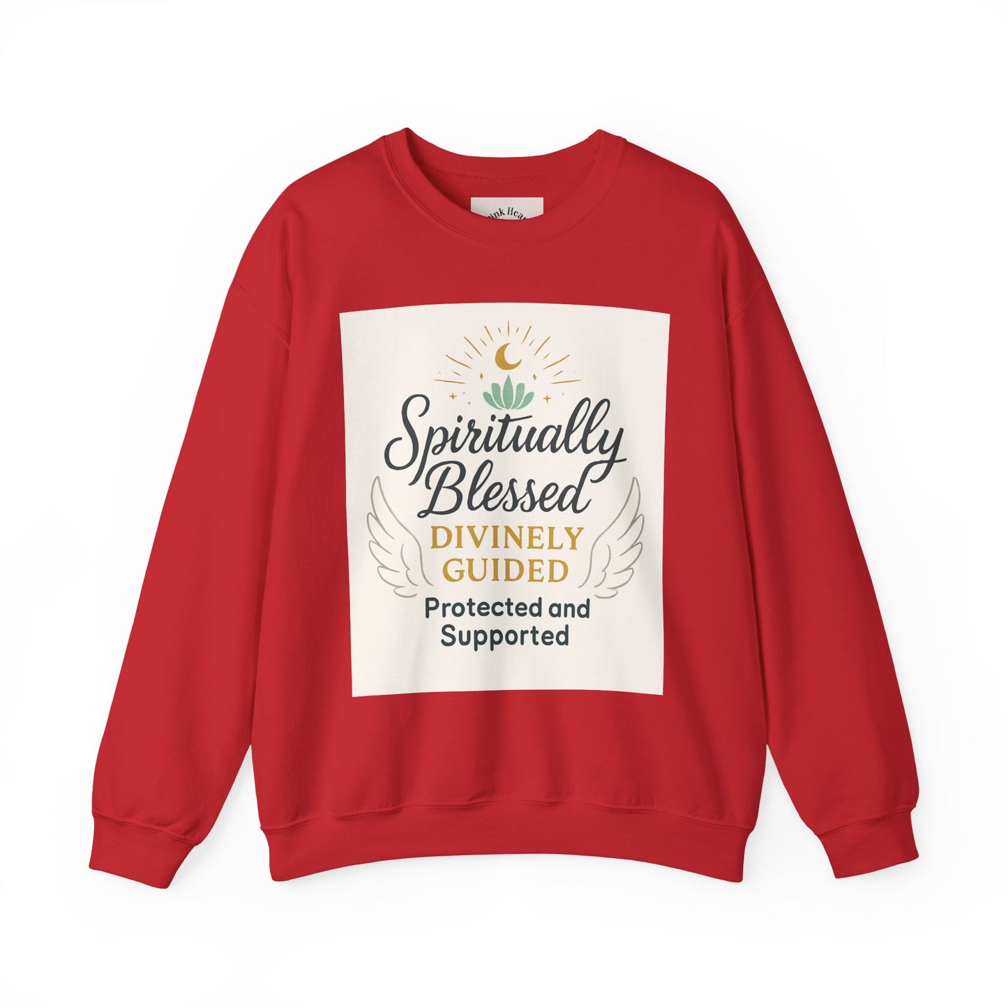 Felpa girocollo Spiritually Blessed — Pullover ispiratore "Spiritualmente benedetto, divinamente guidato" 