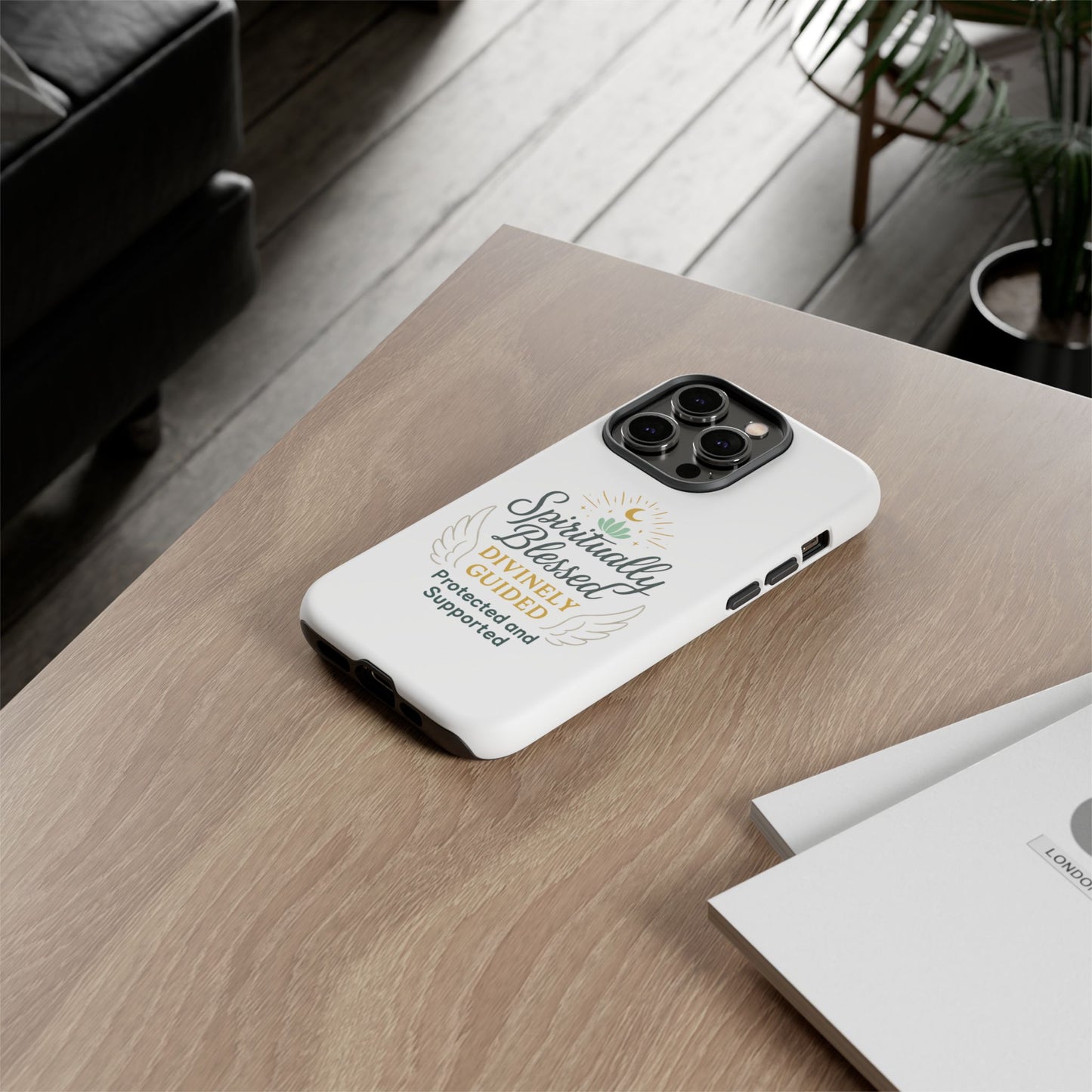 Custodia per telefono Spiritually Blessed — "Divinamente guidato, protetto e supportato"