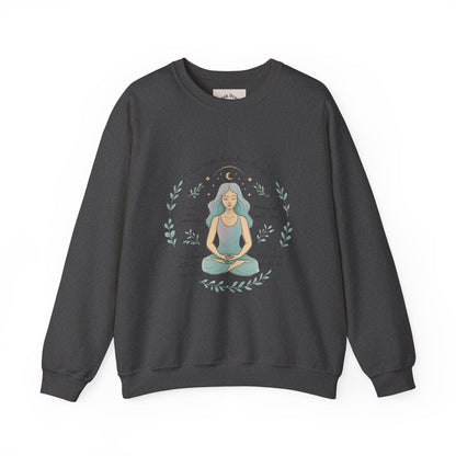 Felpa girocollo Meditation Girl — Pullover per yoga consapevole "Sono aperta all'abbondanza" 
