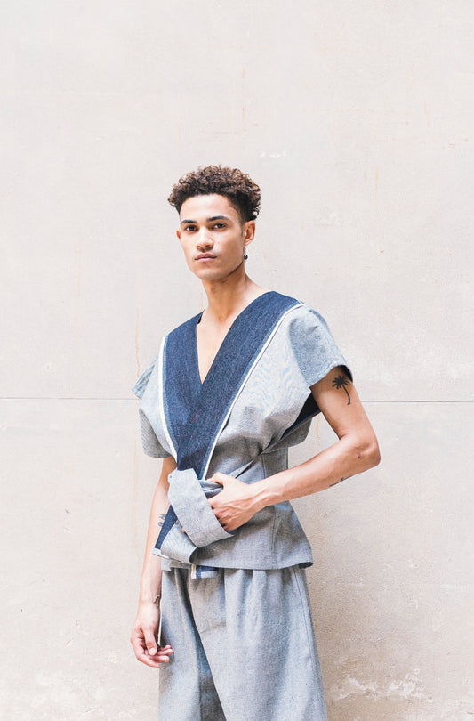 Kimono corto in denim Karategi