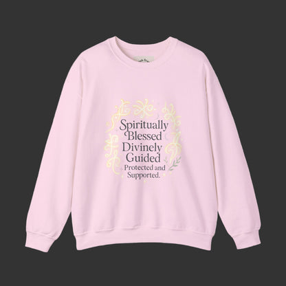 Felpa girocollo "Spiritually Blessed" — Pullover ispiratore "Spiritually Blessed, Divinely Guided" 