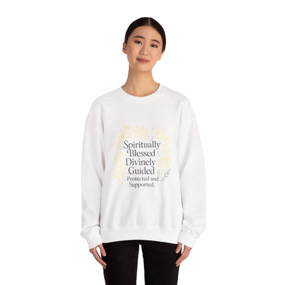 Felpa girocollo "Spiritually Blessed" — Pullover ispiratore "Spiritually Blessed, Divinely Guided" 
