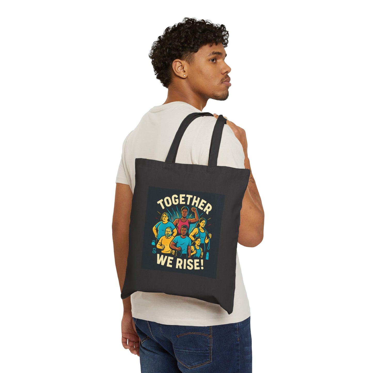 Borsa tote Together We Rise — Shopper in tela grafica Unity 