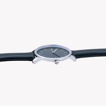 Orologio da uomo Pierre Cardin in pelle nera, quadrante grigio | Cba.4003