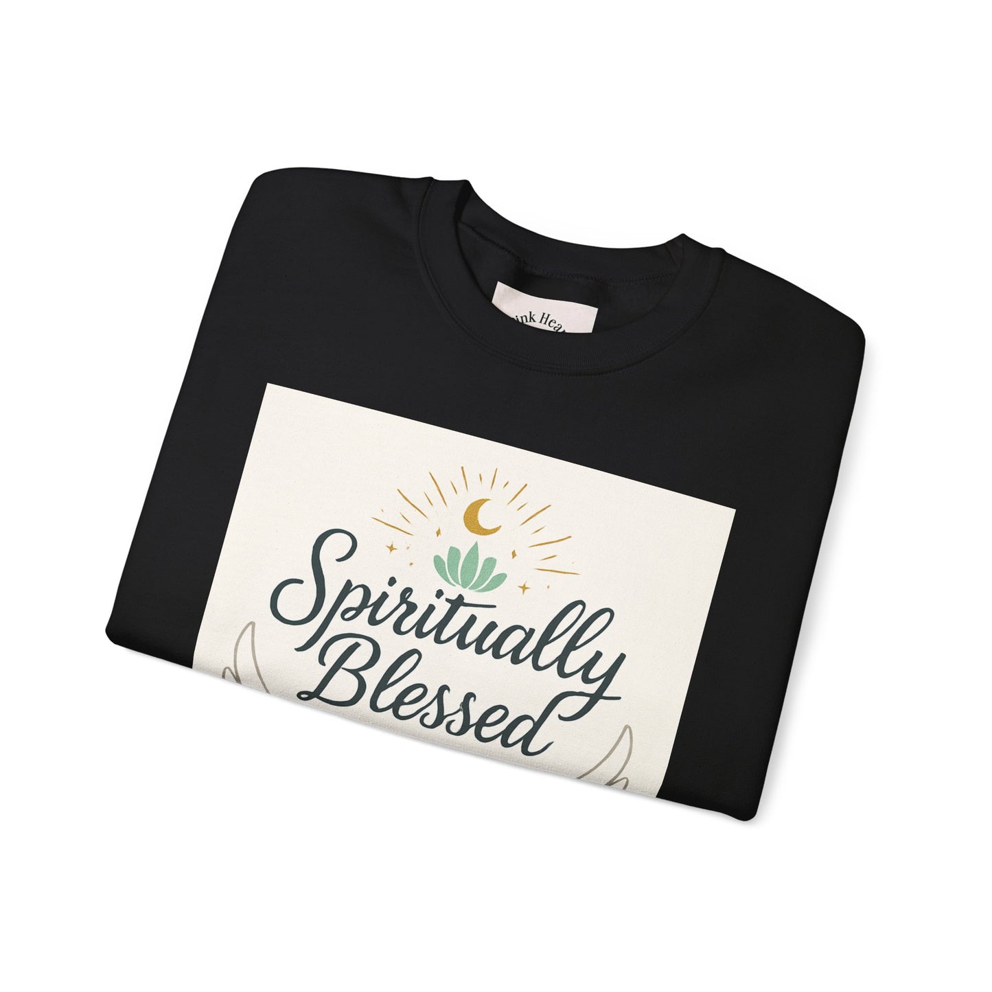 Felpa girocollo Spiritually Blessed — Pullover ispiratore "Spiritualmente benedetto, divinamente guidato" 