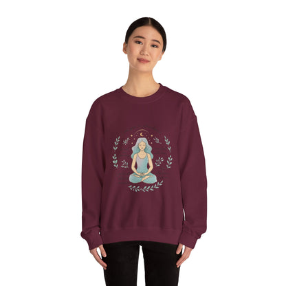 Felpa girocollo Meditation Girl — Pullover per yoga consapevole "Sono aperta all'abbondanza" 