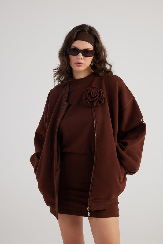 Giubbotto bomber oversize Alexa Brown con accessorio rosa rimovibile