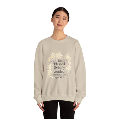 Felpa girocollo "Spiritually Blessed" — Pullover ispiratore "Spiritually Blessed, Divinely Guided" 