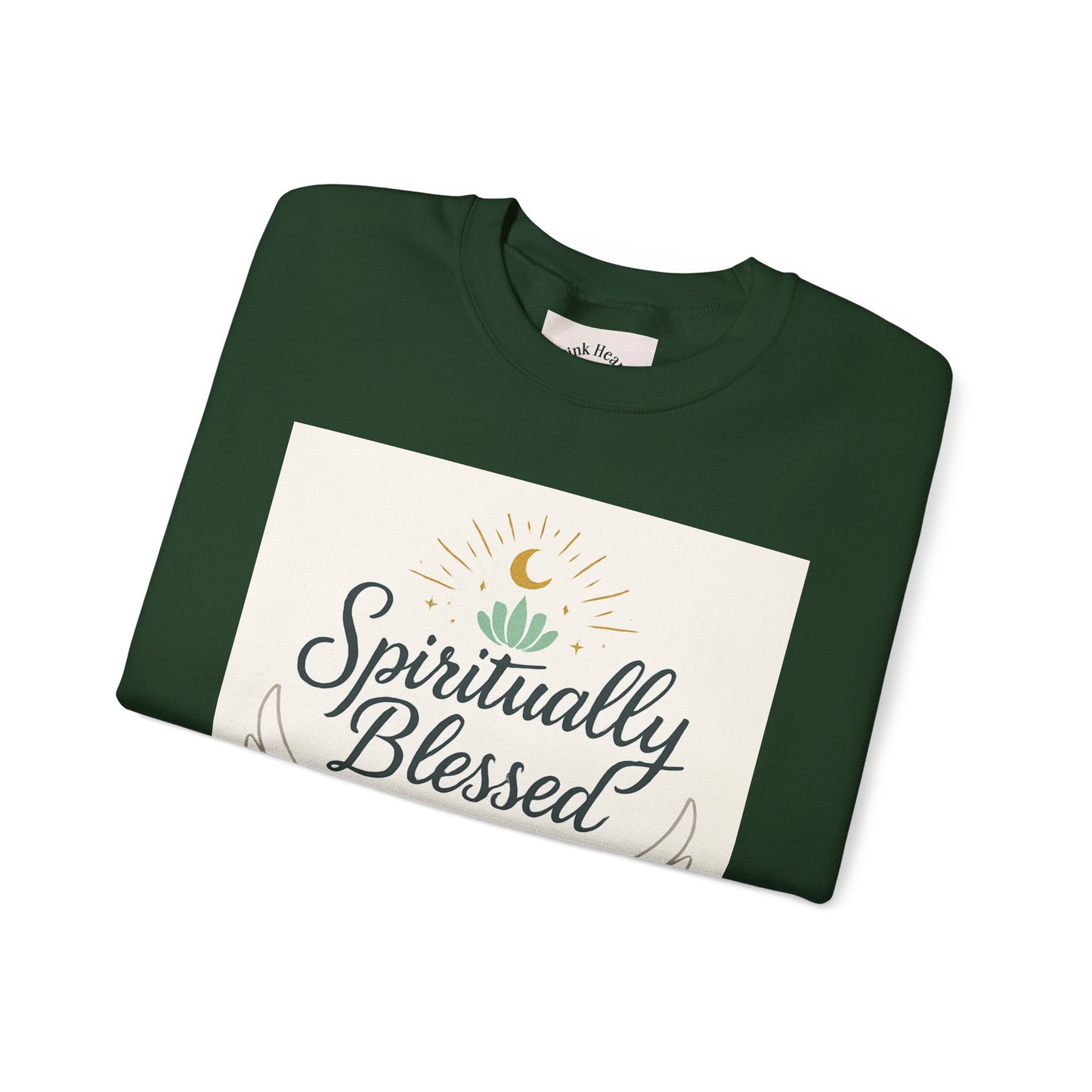 Felpa girocollo Spiritually Blessed — Pullover ispiratore "Spiritualmente benedetto, divinamente guidato" 