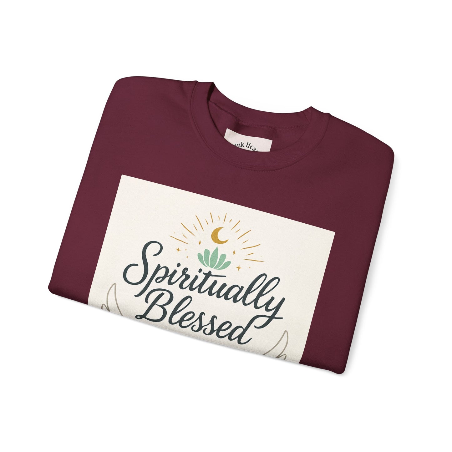 Felpa girocollo Spiritually Blessed — Pullover ispiratore "Spiritualmente benedetto, divinamente guidato" 