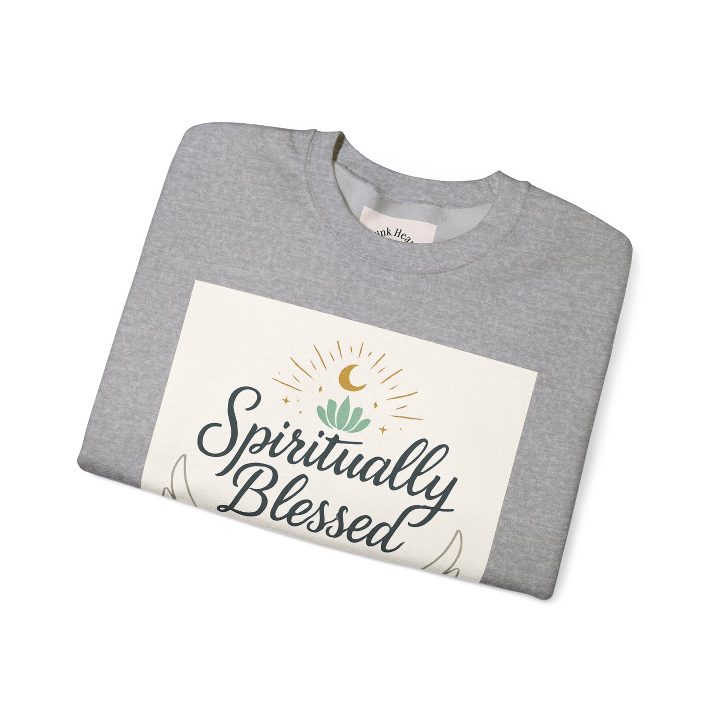 Felpa girocollo Spiritually Blessed — Pullover ispiratore "Spiritualmente benedetto, divinamente guidato" 