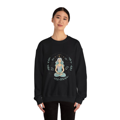 Felpa girocollo Meditation Girl — Pullover per yoga consapevole "Sono aperta all'abbondanza" 