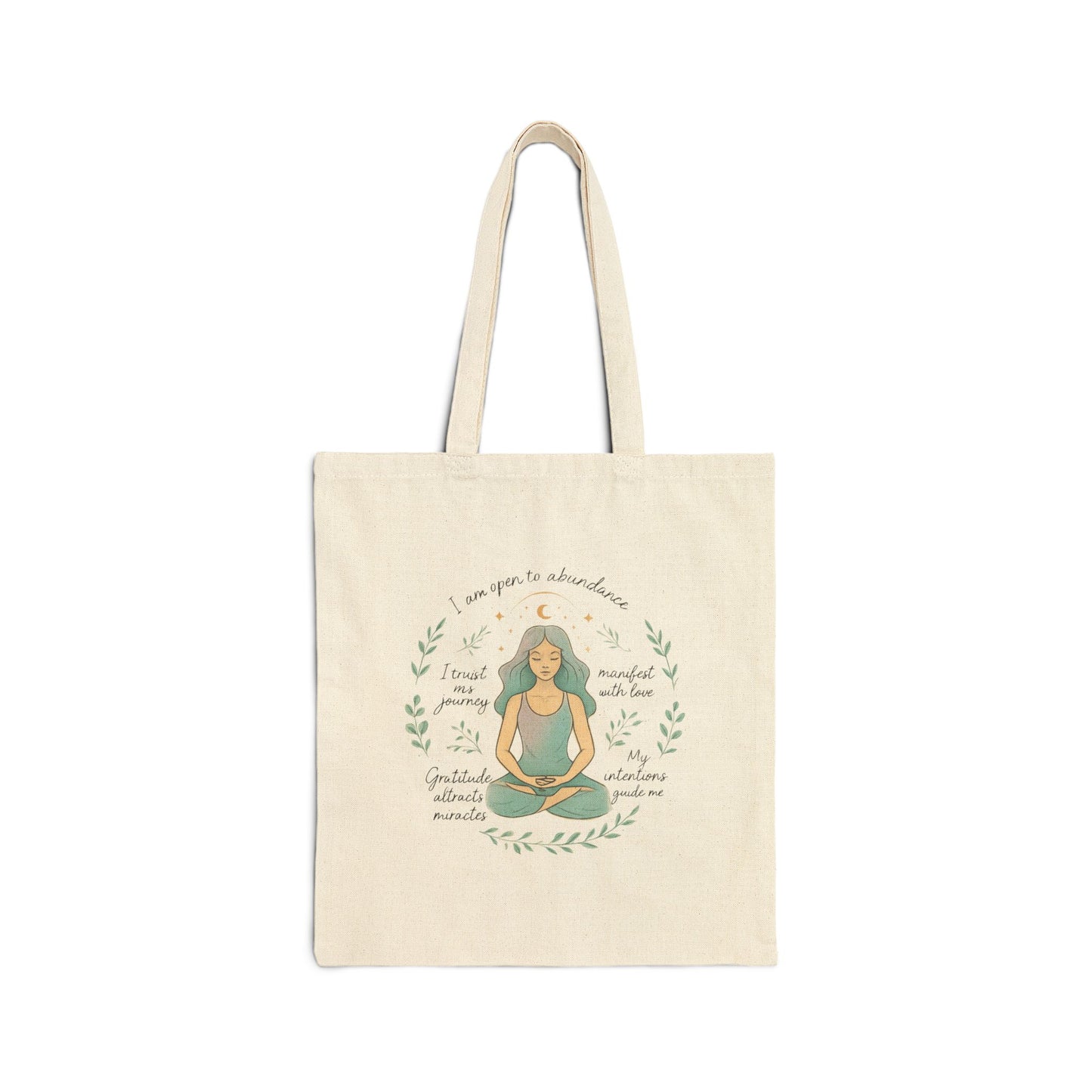 Borsa tote per meditazione yoga — Borsa tote in tela per la consapevolezza "I Am Peace" 