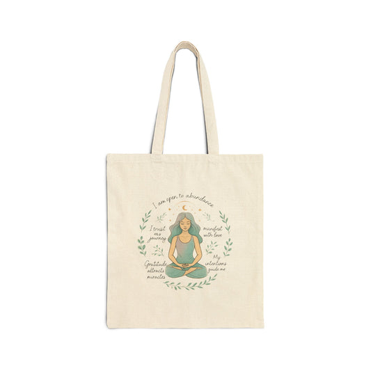 Borsa tote per meditazione yoga — Borsa tote in tela per la consapevolezza "I Am Peace" 