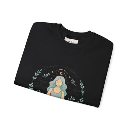 Felpa girocollo Meditation Girl — Pullover per yoga consapevole "Sono aperta all'abbondanza" 