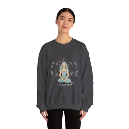 Felpa girocollo Meditation Girl — Pullover per yoga consapevole "Sono aperta all'abbondanza" 