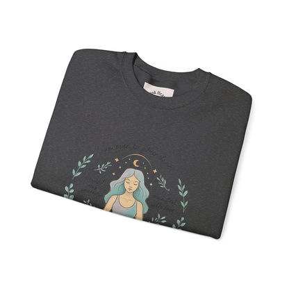 Felpa girocollo Meditation Girl — Pullover per yoga consapevole "Sono aperta all'abbondanza" 