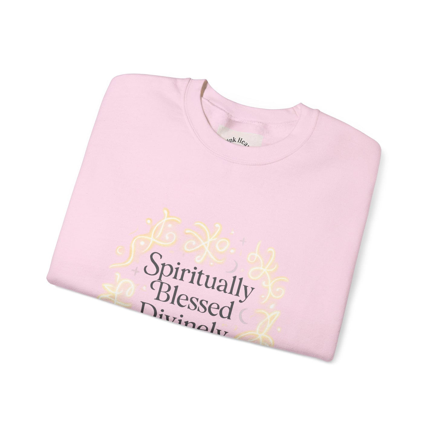 Felpa girocollo "Spiritually Blessed" — Pullover ispiratore "Spiritually Blessed, Divinely Guided" 
