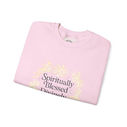 Felpa girocollo "Spiritually Blessed" — Pullover ispiratore "Spiritually Blessed, Divinely Guided" 