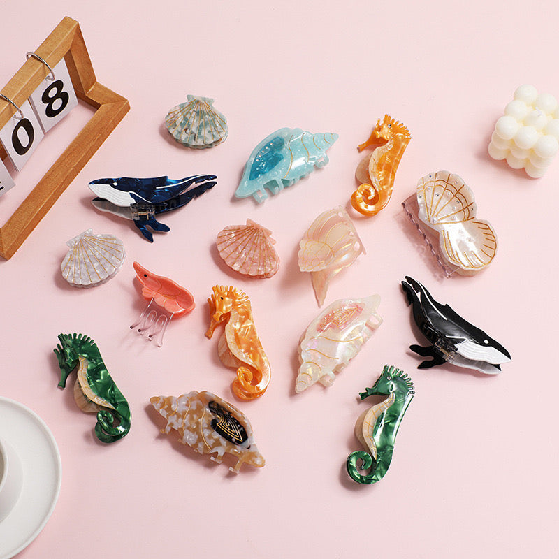 PAWSOME PETS NEW YORK Fermaglio per capelli con artiglio OCEAN dipinto a mano n. 34 | Ecologico