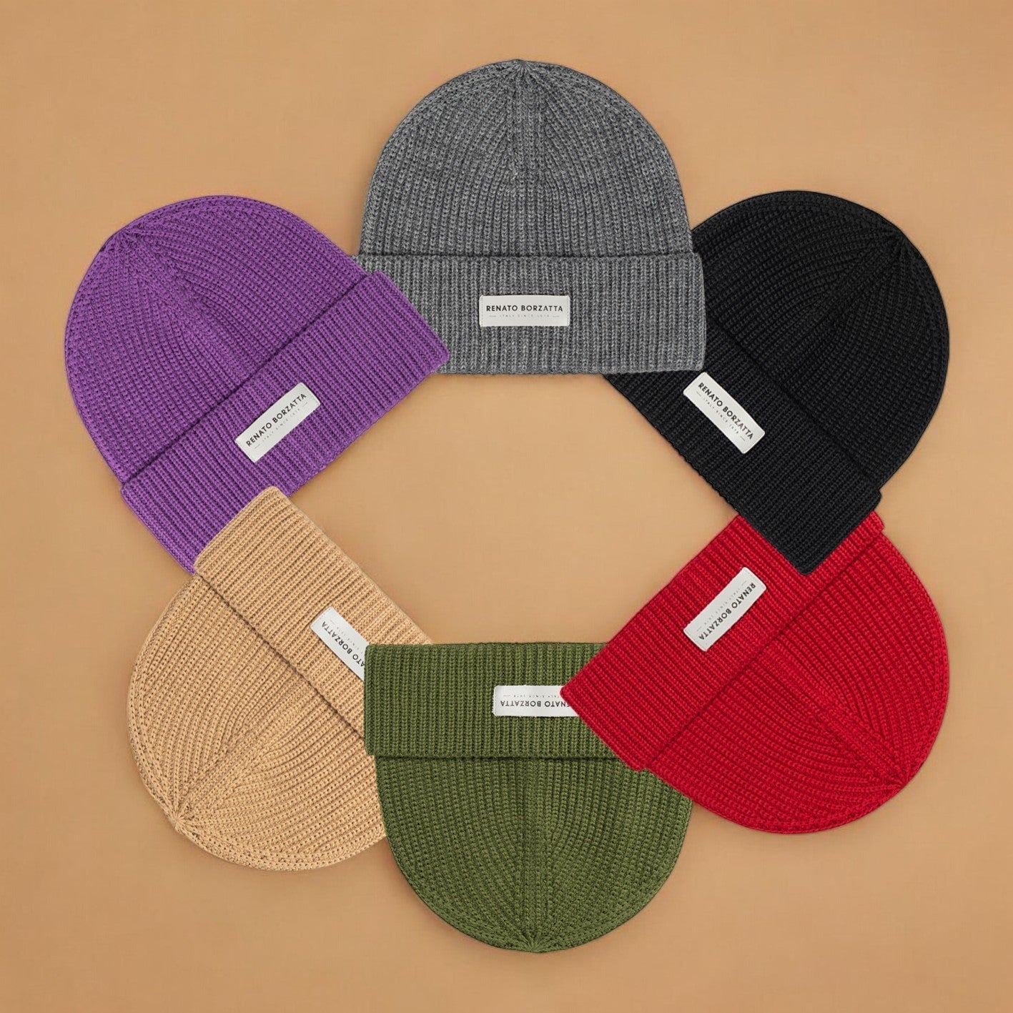 RB5003Z | CERVINO Berretto in maglia di lana mista, prodotto in Italia. Colore cammello - Taglia unica